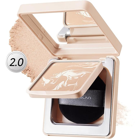 CARSLAN 2.0 Black Magnet Soft Focus Powder, Waterproof Translucent Pressed Setting Powder, 24H Longlasting Talc-Free Face Powder, Oil Control Compact Makeup,04 Warm Ivory For Dry&Com Skin, 0.28Oz