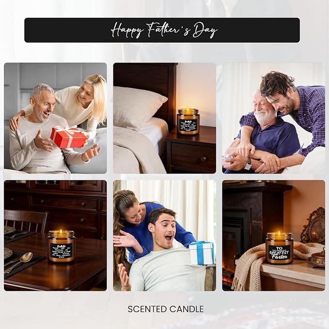 Gift for Dad, 12-Pack 3.5 oz Scented Candles – Fathers Day Christmas Birthday Gifts from Daughter Son, Soy Wax Candles with Heartfelt Messages, Smokeless Long-Lasting for Papa Husband Grandpa