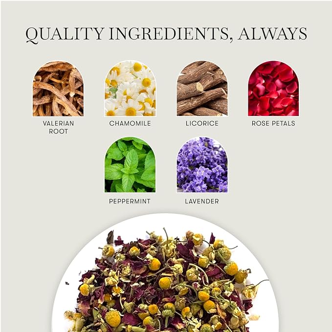 Luxmi Estates Valerian Dream Tea | 25 Pyramid Tea Bags (50g, 1.76oz) | USDA Organic Five-Herb Blend with Valerian Root, Chamomile, Lavender, Rose Petals & Peppermint | Caffeine-Free, Vegan