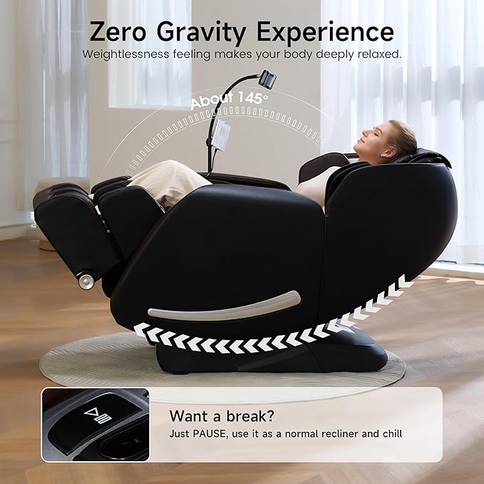 Real Relax 2026 Massage Chair Full Body,Zero Gravity SL-Track Shiatsu Massage Recliner with Upgraded Phone Controller and Holder,APP Control,Child Lock,Pause Button and Led Light,Favor-06,Dark Brown