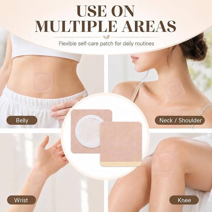 50Pcs Castor Oil Patches, Organic Cotton Castor Oil Pack Wrap Disposable Self-Adhesive Belly Button Patch Cover for Castor Oil, Mess-Free Anti Leakage No Wash Castor Oil Packs for Stomach