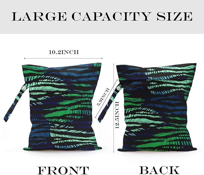 Wet Bag, Wet Dry Bag, Wet Bag for Swimsuit, Travel, Beach, Pool, Diapers, Dirty Yoga Gym Clothes, Makeup Bag, Waterproof Tropical Palm Leaves Decor Jungle Palm Leaf Favors