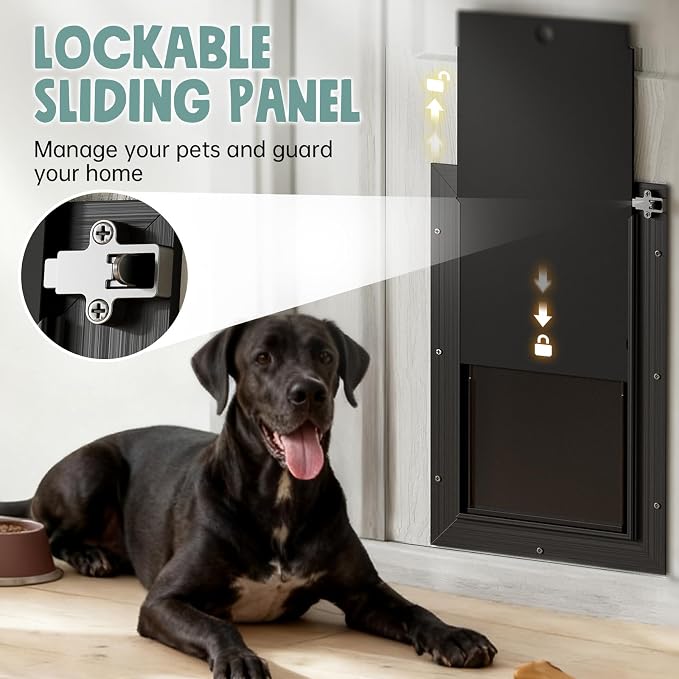 All Aluminum 3 Flaps Insulated Dog Door for Door (XLarge)