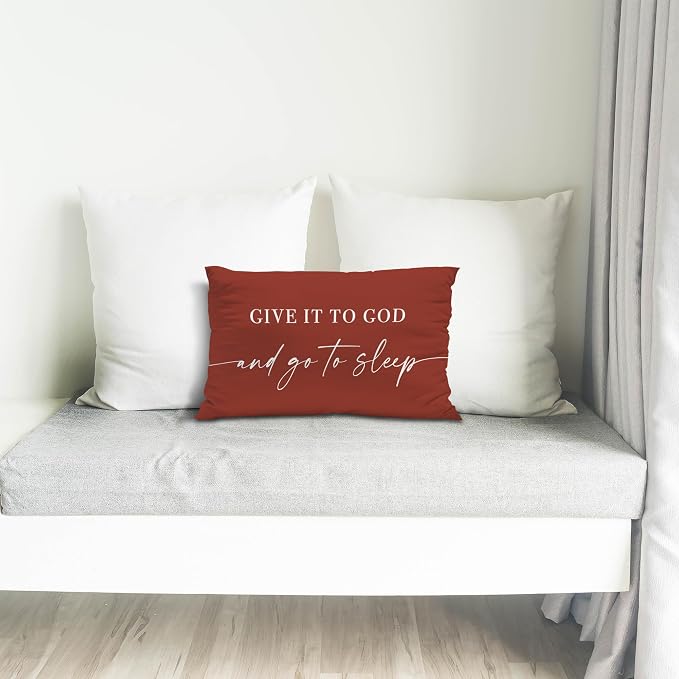Give It to God and Go to Sleep, Decorative Pillows Covers for Bed, Throw Pillows Cover for Bed,12x20 Pillow Cover,Decorative Bed Pillows for Bedroom Room(12x20, Wine Red)