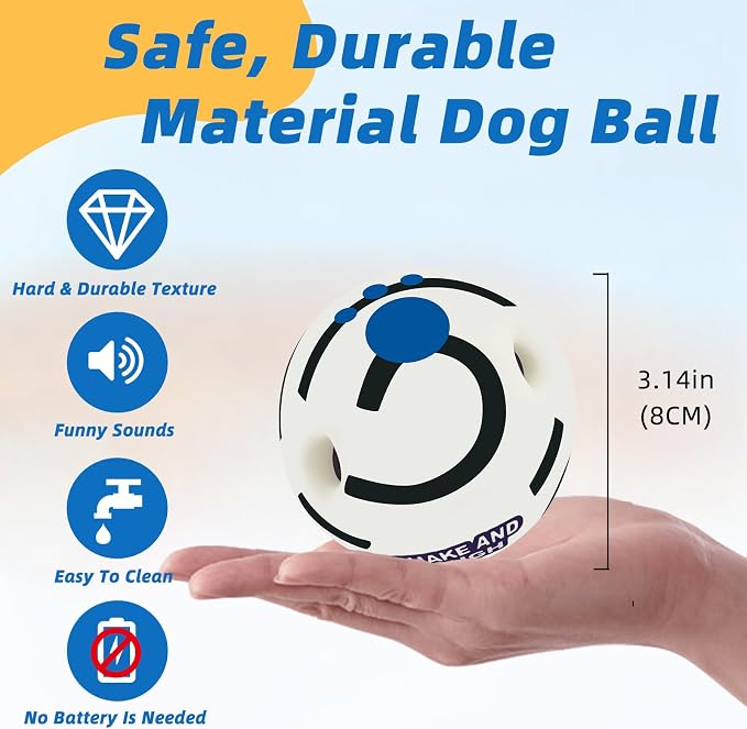 Glow in The Dark Dog Toys Ball, S, 3.14 in (8 cm) | Interactive, Shaking with Gibbering Sound