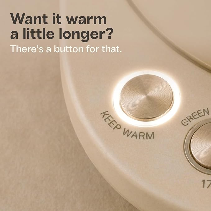 Viante Nina Electric Tea Kettle with Infuser, No Plastic In Contact With Water, 1.5L Borosilicate Glass, 304 Stainless Steel, 4 Temp Presets, Keep Warm, Cordless, Auto Shut-Off, Beige