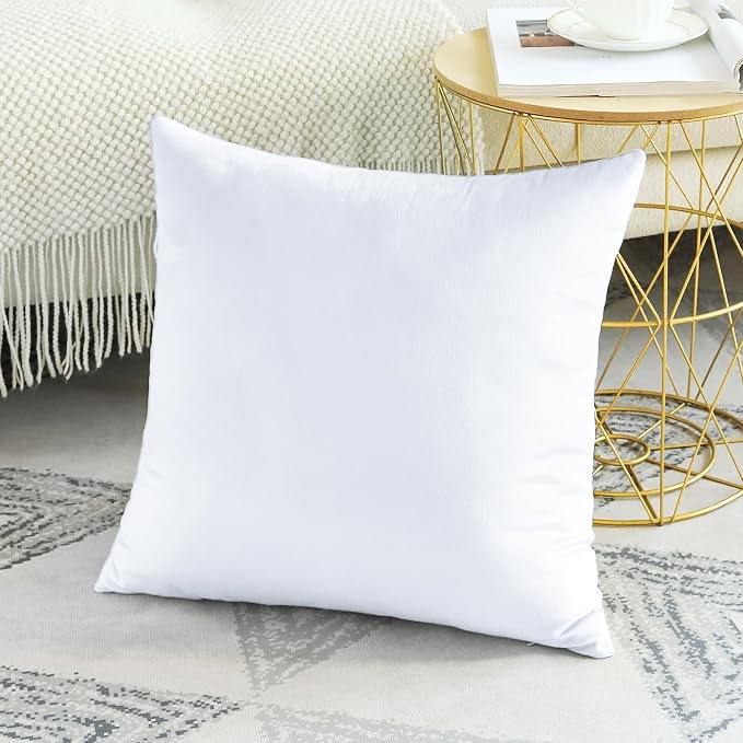 Artscope Luxury Velvet Pillow Covers Decorative Square Pillowcases Soft Solid Cushion Cases for Couch Sofa Bedroom Home Decor 16x16 Inch White