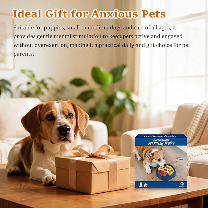 Dog Puzzle Toy Slow Feeder Dog Bowls，Interactive Rotating Food Dispenser