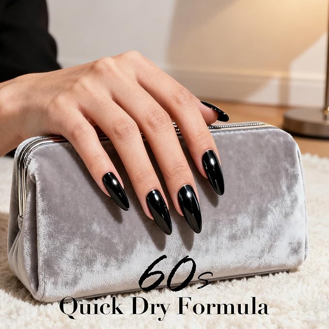 AZUREBEAUTY Black Nail Polish, Quick Dry Complete Natural Super Lustrous,Professional for DIY Manicure and Pedicure at Home