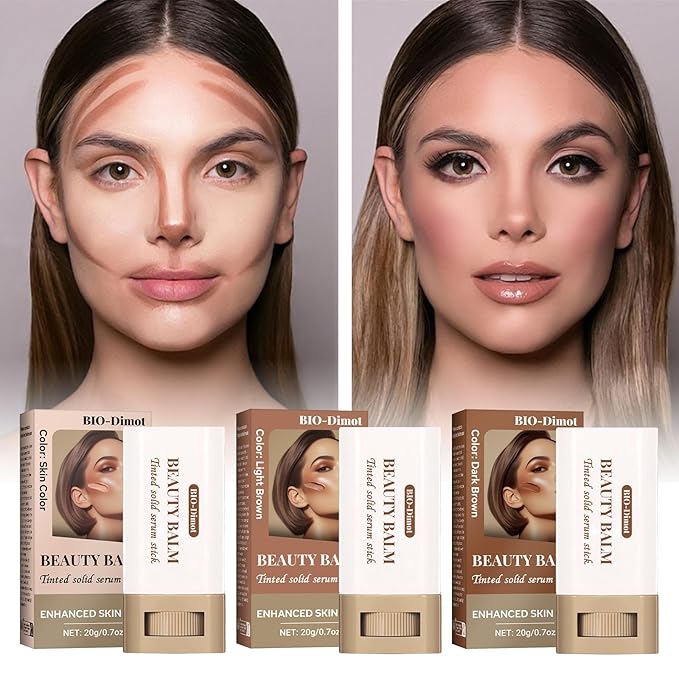Tinted Solid Serum Foundation Stick – Skin Color | Lightweight Buildable Coverage, Natural Finish, 20g Travel-Friendly Makeup Stick for All Skin Types (Dark Brown Shade)