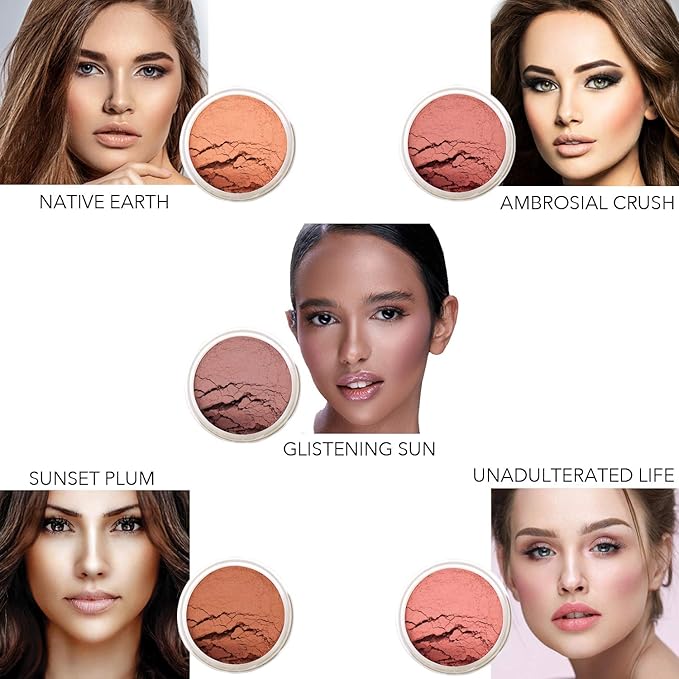 Bellaterra Cosmetics Mineral Loose Blush 9g | Buildable Color, Long-Wearing Powder with Illuminating Finish, Finely Milled Minerals for Smooth Blend and Natural Glow (Sunset Plum)