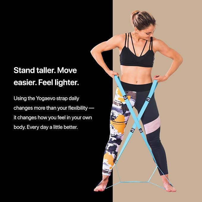 YogaEVO Stretching Strap with Loops for Physical Therapy — Yoga Strap & Resistance Band in One — Flexibility & Back Recovery — HD Video Routines Included