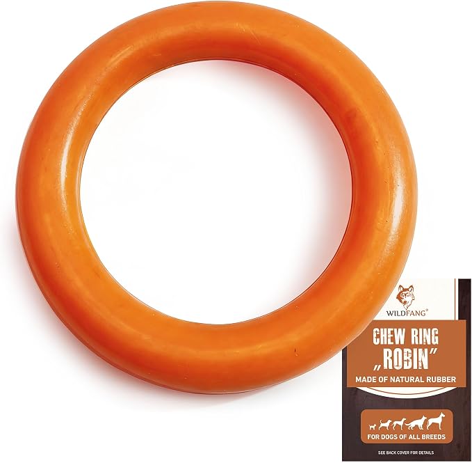 Wildfang® Rubber Dog Toys for Aggressive Chewers, Robin - Natural Rubber Teething Rings for Dogs, Supports Dental Health, Teething, Outdoor & Indoor Play Dog Toy for All Breeds