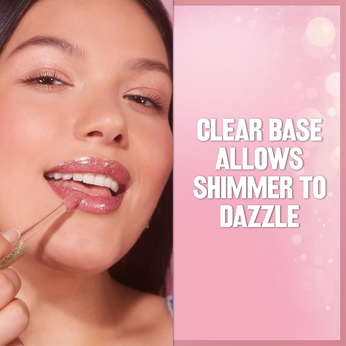 REVLON Super Lustrous Glimmer Gloss, Non-Sticky Lip Gloss, High-Shine Finish, Plant-Based Glitter, 003 Lavender Lust, 0.13 fl oz