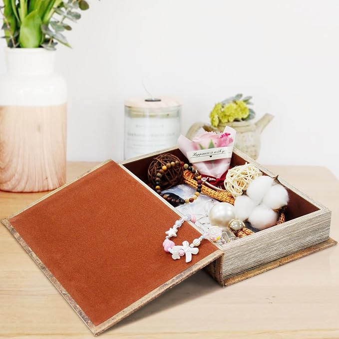 Decorative Vintage Book Shaped Trinket Storage Box Rose Pattern | French Vintage Book Box Coffee Table Decoration