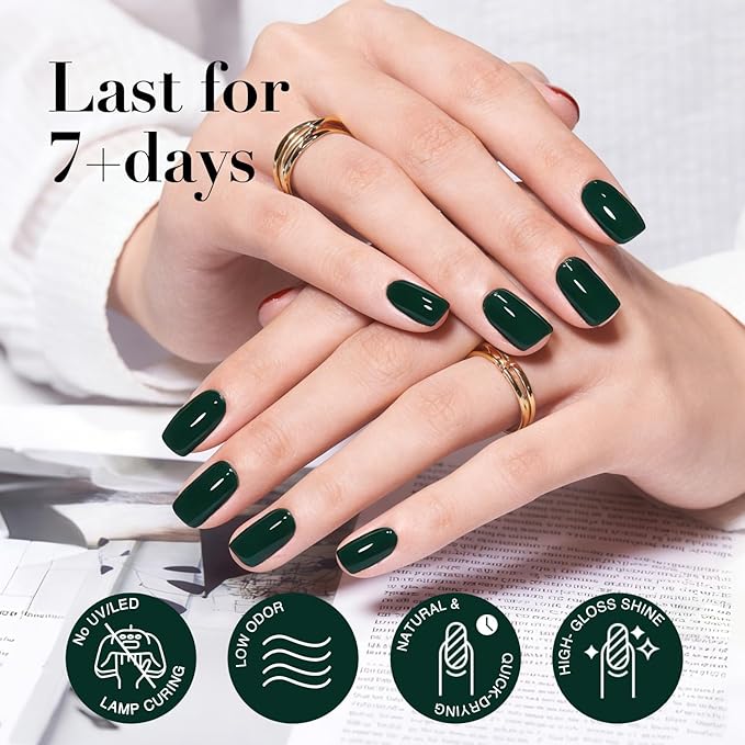 AZUREBEAUTY Deep Forest Green Nail Polish, St. Patrick's Day Quick Dry Formula, Strengthening Natural Nail Treatment, Home Salon DIY, Women Gift, 0.34 Fl Oz