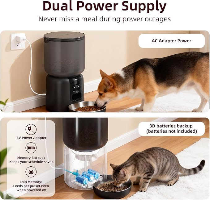 Automatic Cat Feeder with Camera – 5G WiFi Timed Cat Food Dispenser, 4L Clog-Free Smart App Control Pet Feeder, 1080P HD Video with Night Vision Healthy Feeding for Small Pets Indoor