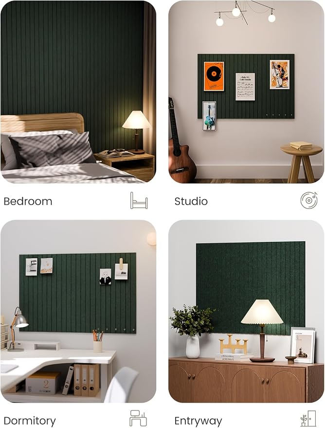 Fluxynara 36" x 24" Large Felt Bulletin Board, Pine Green | 6 Pack Cork Board Alternative with 30 Safe Adhesive Tabs, Pin Boards for Wall Decor, Home, Office, Classroom,Dorm