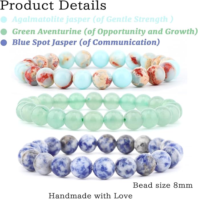 NCB 2.3-Piece 4mm Natural Crystal Gemstone Stretch Bracelets – Handmade Reiki Energy Healing Jewelry for Meditation,Yoga, Unisex