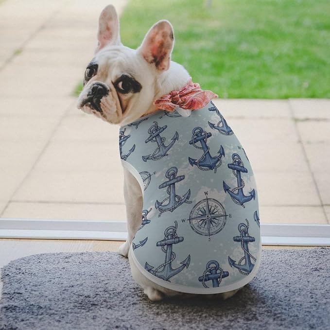 Soft Breathable Clothes Puppy Vest Cat Cute T Shirt Costumes Dog Shirt Anchor Nautical Compass