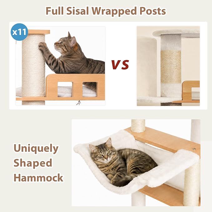 Modern Cat Tree, 76'' Tall Cat Tower - 3 Big Platform GCT103WB