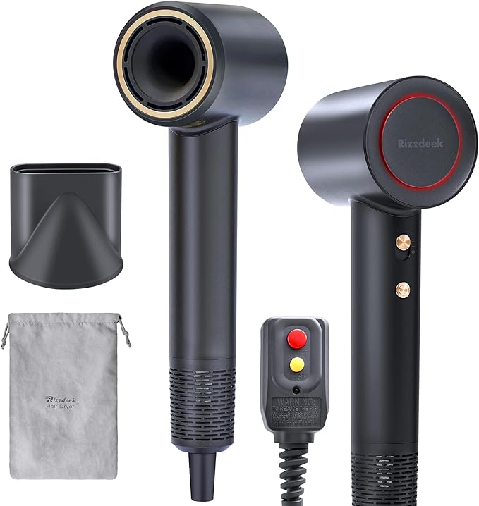 High-Speed Hair Dryer, 110,000 RPM 200M Negative Ions Blow Dryer for Ultimate Shine & Frizz-Free Hair, Intelligent Thermo-Control Fast Drying,Lightweight Quiet Hair Dryer with Magnetic Nozzle