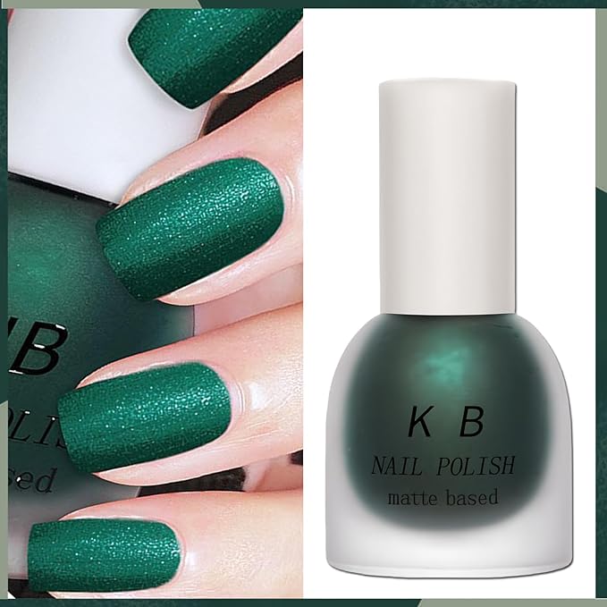 Velvet Emerald Matte Green Nail Polish - Quick Dry, Shimmery Forest