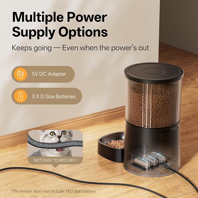 Automatic Cat Feeder 5Ghz WiFi APP Control Cat Food Dispenser | Auto Pet Feeder for Cats and Small Dog Indoor- Easy to Set and Clean, Dual Power, 1-6 Meals/Day, Timed Precise Feeding