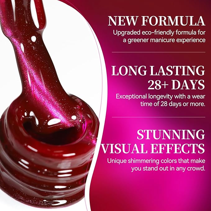 Born Pretty Pink Cat Magnetic Eye Gel Nail Polish 15ML,Spring Summer Hot Pink Jelly Glass Crystal Glitter Shimmer Translucent Gel Polish with Magnet,Soak Off U V Gels for Women Girl