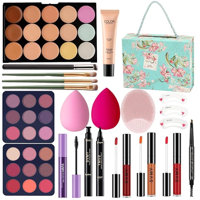 Makeup Kit for Teens Christmas Makeup Gift Set For Women,Makeup Kits For Teens Girls Gift Travel Makeup Set Eyeshadow Palette Foundation Concealer Lipgloss