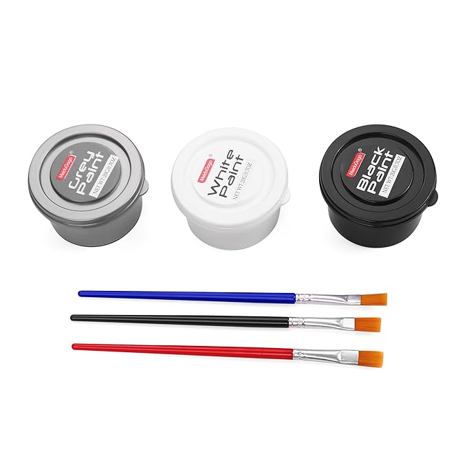 White Black Silver Face Body Paint with 3 Brushes, 60g(2.1 oz) Face Painting Set, Non-Toxic, Water Based Makeup for Halloween, Party, SFX, Cosplay, Theater