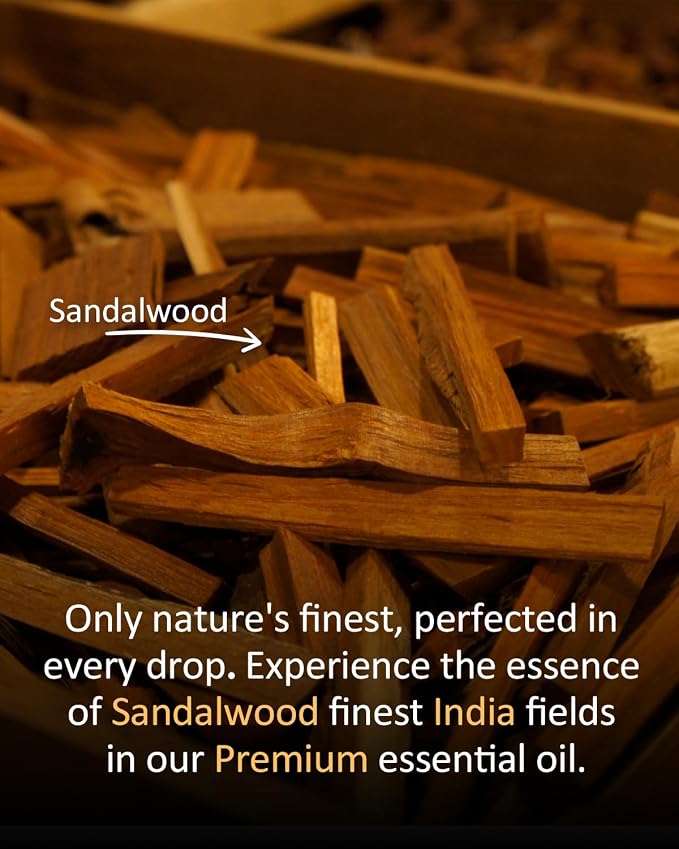 Sandalwood Essential Oil, Woody Scent, Aromatherapy, 4 Fl Oz | for Skin, Hair care, Home Diffusion Fragrance, Body Massage, DIY Candle and Soap Making, Perfume spray, Long-Lasting Scent