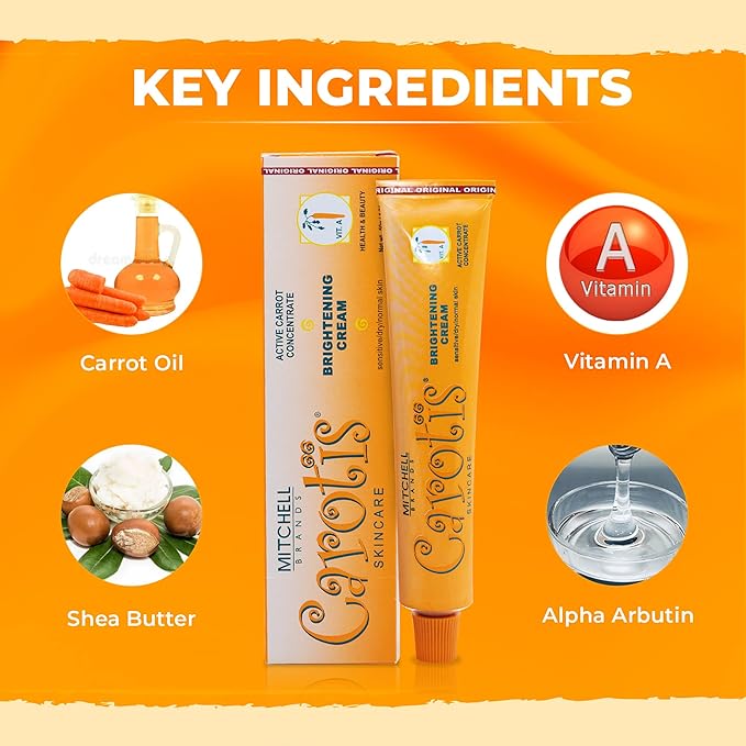 CAROTÏS, Skin Brightening Cream | 1.7 Fl oz / 50 g | Helps to Remove Pigments on: Face, Knees, Body, Armpit, and Private Areas | Brightening Gel with Carrot Oil, Alpha Arbutin, Shea Butter