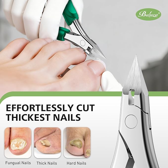 BALUCA Professional Straight Edge Toenail Clippers for Thick Nails & Ingrown Toenails - Heavy Duty Long Handle Nail Clippers for Seniors and Adults with Precision Design for Pain-Free Grooming,Green