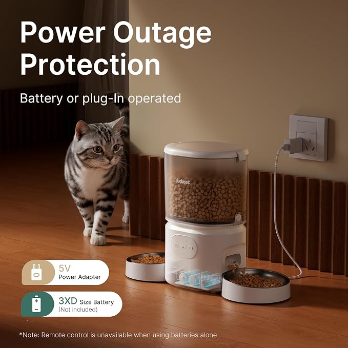 Automatic Cat Feeder for 2 Cats, Dual Cat Feeder with 5G WiFi APP | Cat Food Dispenser App Control, Timed Precise Feeding, Portion Control, 5L Auto Pet Feeder, Double Stainless, Voice Recorder