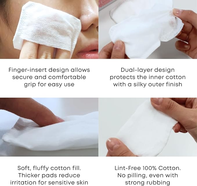 Silky Cotton Pads - Premium Korean Facial Cotton Pads for Makeup Removal and Skincare, Lint-Free, Hypoallergenic, Toner Mask, Extra Soft & Durable, 80 Count