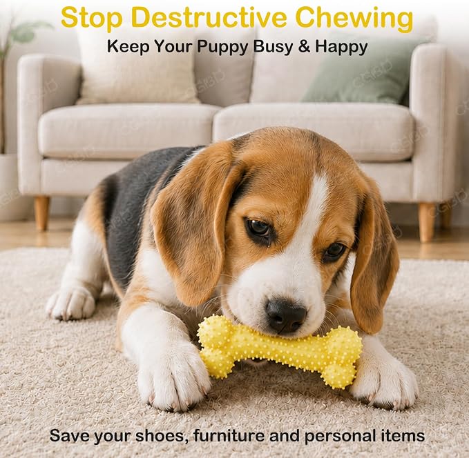 Puppy Toys, 6 Pack Dog Chew Toys for Puppy, Cute Yellow Small Dog Toys, Teething Toys for Puppies, Soft Durable Interactive Chew Toy for Small Dogs