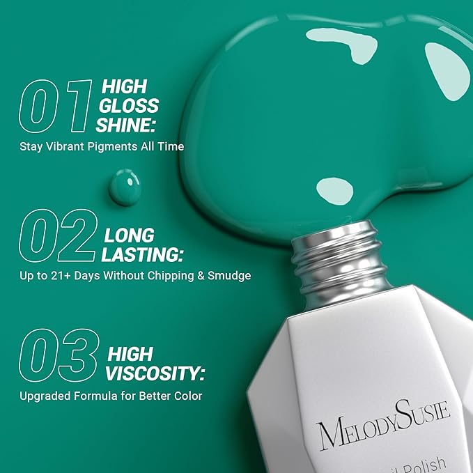 MelodySusie Green Gel Nail Polish,0.5fl oz Soak Off UV LED Turquoise Green Gel Polish Gift for Women Nail Art Manicure Salon DIY Nail Design Decoration at Home-1669
