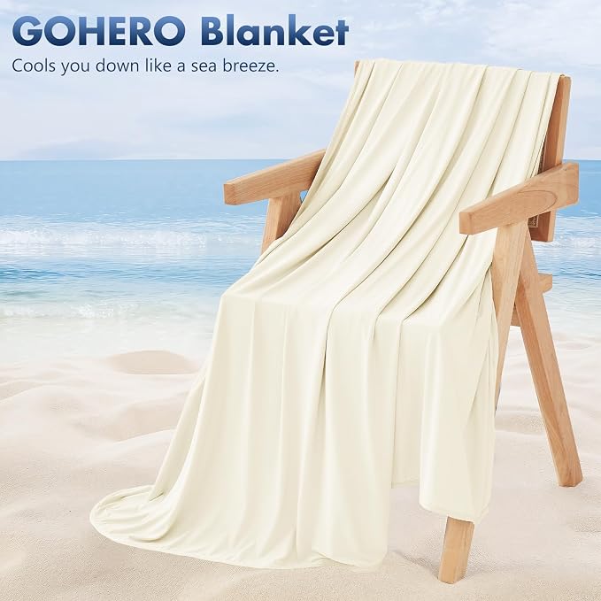 Cooling Blanket Throw - Arc-Chill Q-Max >0.5 Cool Summer Blanket for Hot Sleepers - Double Design Lightweight Blanket Absorbs Heat to Keep Cool on Warm Nights(50"x70") White