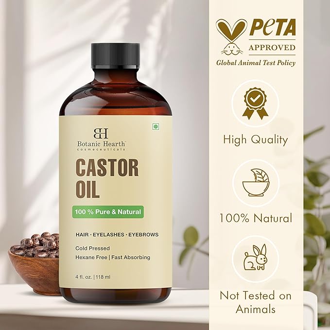 Botanic Hearth Hair Oil for Hair Growth & Hair Treatment Oils | Strengthening Dry, Frizzy, Damaged Hair & Scalp Treatment | All Hair Types | Castor Hair Oil - 4 Fl Oz