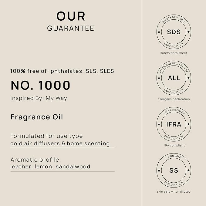 VINEVIDA [32 Fl Oz] Scent № 1000 Inspired by My Way Diffuser Oil; Hotel Scents for Cold Air Diffuser - Waterless Diffuser Oil