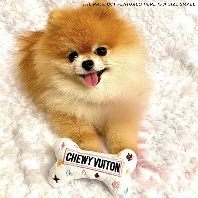 Haute Diggity Dog Chewy Vuiton Bone Plush Dog Toy, Designer Parody Toy
