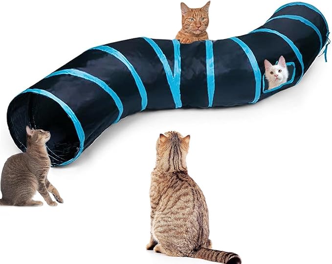 Cat Tunnel, Cat Tunnels for Indoor Cats, S-Shape Foldable Cats Cave