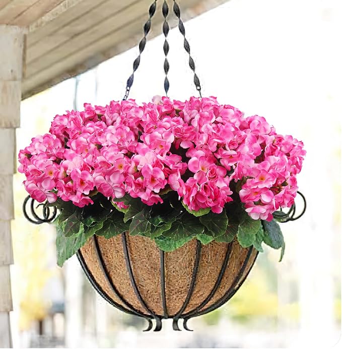 CISDUEO 4 Pcs Artificial Geraniums for Outdoors Silk Flowers Outside Pink | Faux Flowers Geraniums for Outdoor Planter Floral Home Decor Indoor Garden Patio Grave Cemetary Vase Table Centerpiece