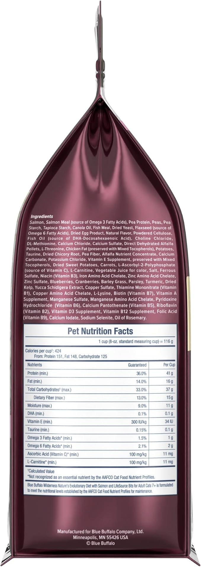 Blue Buffalo Wilderness Salmon Adult 7+ Dry Cat Food, Grain-Free, 5 lb | High Protein, Real Salmon #1 Ingredient, Supports Immunity with Antioxidant-Rich LifeSource Bits, Natural Ingredients