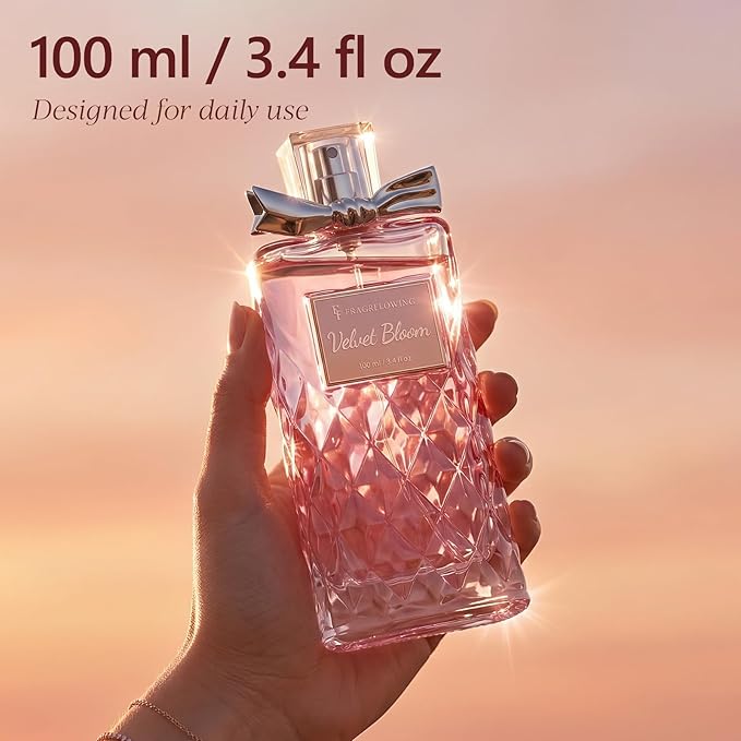 Perfume for Women, Alcohol-Free Long Lasting Floral Fragrance, Light & Soft Scent with Rose, Jasmine & Peony, Peach, Patchouli & Musk Base, 100ml / 3.4 fl oz, Gift for Women & Moms (Velvet Bloom)