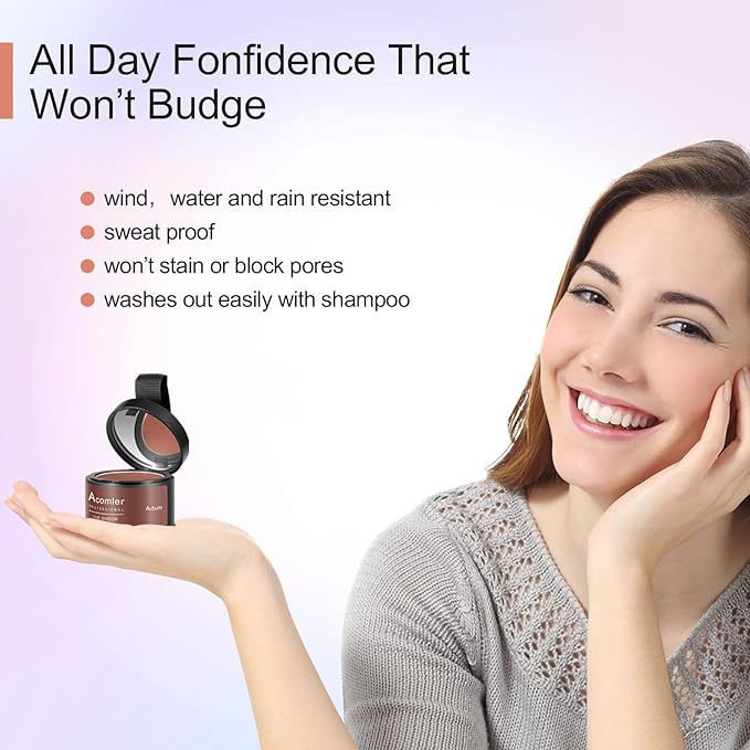 Acomler Root Cover Up Powder for Thinning Hair, Grey Coverage, and Bald Spots - Medium Brown for Hairline Shadow and Beard Line