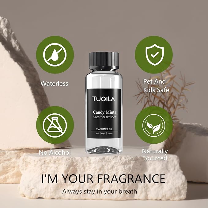 Hotel Waterless Diffuser Oil Candy Mints, Essential Scent Oil Usage Cold Air Waterless Diffuser, Luxury Scents Oils Fragrance Bottle120 ML Home Natural Flavour