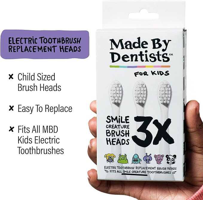 Made by Dentists Kids Electric Toothbrush - Rechargeable Vibrating Toothbrush with Timer, Includes 6 Replacement Heads, Gently Cleans Teeth, Kid & Toddlers Age 2+, Alien