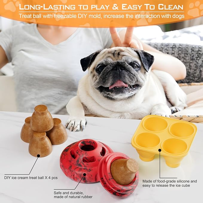 luckdoor Dog Toys to Keep Them Busy,Frozen Treat Dog Enrichment Toys,Slow Food Training to Relieve Boredom and Stimulating,Dog Puzzle Treat Food Dispensing Ball Toy for Small Medium Large Dogs